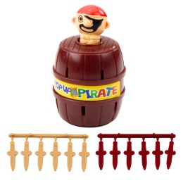 LEAN TOYS Gra Zręcznościowa Rodzinna Wyskakujący Pirat Beczka Miecze