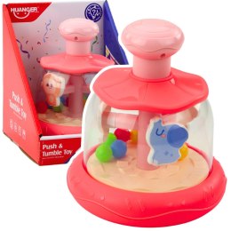 LEAN Toys Bączek Karuzela Z Kuleczkami I Zwierzętami Hipopotam Lew Małpka Różowa
