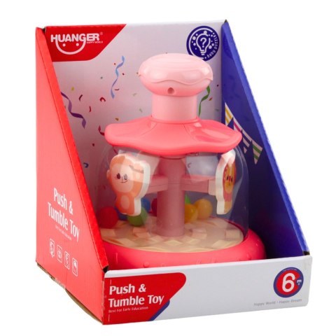LEAN Toys Bączek Karuzela Z Kuleczkami I Zwierzętami Hipopotam Lew Małpka Różowa LEAN Toys Bączek Karuzela Z Kuleczkami I Zwierzętami Hipopotam Lew Małpka Różowa