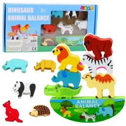 LEAN Toys Gra Zręcznościowa Balansujące Zwierzęta Drewniane 13El