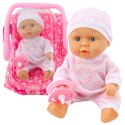 LEAN Toys Lalka Bobas W Nosidełku Piżamka Czapeczka Smoczek Różowe