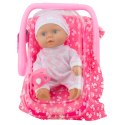 LEAN Toys Lalka Bobas W Nosidełku Piżamka Czapeczka Smoczek Różowe