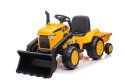 LEAN CARS Traktor Koparka Na Akumulator Z Przyczepą S617 Żółty