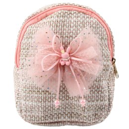 LEAN Plecak Dziecięcy Pleciony Kokarda Króliczek Różowy 21cm 2L