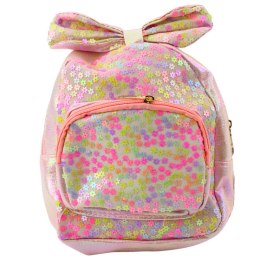 LEAN Plecak Dziecięcy Z Cekinami W Kwiatki Kokarda Jasnoróżowy 22cm 2,8L