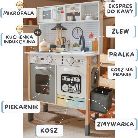 WOOPIE GREEN Drewniana Interaktywna Kuchnia 9w1 z Pralką i Tablicą WOOPIE GREEN Drewniana Interaktywna Kuchnia 9w1 z Pralką i Tablicą