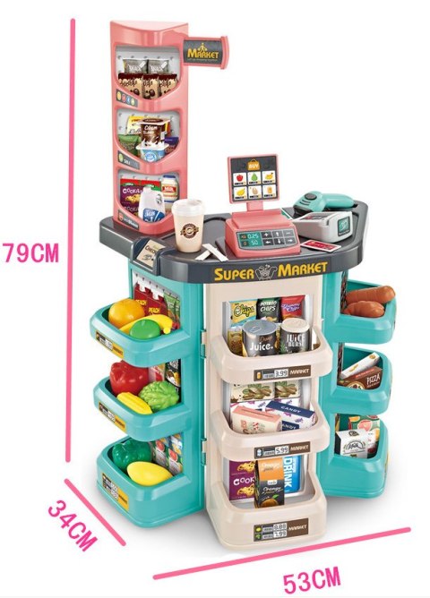 WOOPIE Sklep Supermarket i Wózek Koszyk Sklepowy Kasa Waga Skaner 47 akc WOOPIE Sklep Supermarket i Wózek Koszyk Sklepowy Kasa Waga Skaner 47 akc