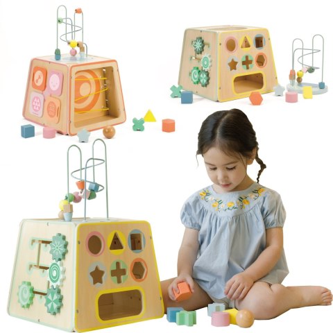 CLASSIC WORLD Drewniana Kostka Edukacyjna Sensoryczna 6w1 CLASSIC WORLD Drewniana Kostka Edukacyjna Sensoryczna 6w1