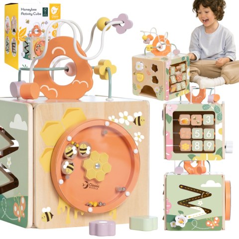 CLASSIC WORLD Drewniana Kostka Edukacyjna Sensoryczna 5w1 CLASSIC WORLD Drewniana Kostka Edukacyjna Sensoryczna 5w1