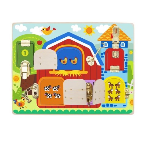 TOOKY TOY Tablica Manipulacyjna Zamki Obrazki Farma TOOKY TOY Tablica Manipulacyjna Zamki Obrazki Farma