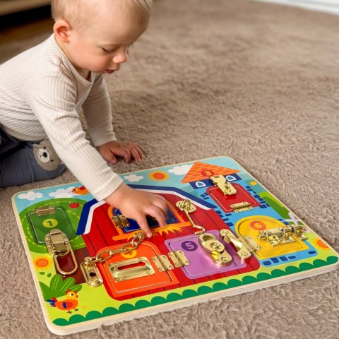 TOOKY TOY Tablica Manipulacyjna Zamki Obrazki Farma TOOKY TOY Tablica Manipulacyjna Zamki Obrazki Farma