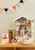 CLASSIC WORLD Duży Drewniany Domek dla Lalek 2 Figurki NATURALNE DREWNO 28 el.