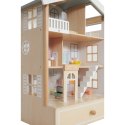 CLASSIC WORLD Duży Drewniany Domek dla Lalek 2 Figurki NATURALNE DREWNO 28 el.