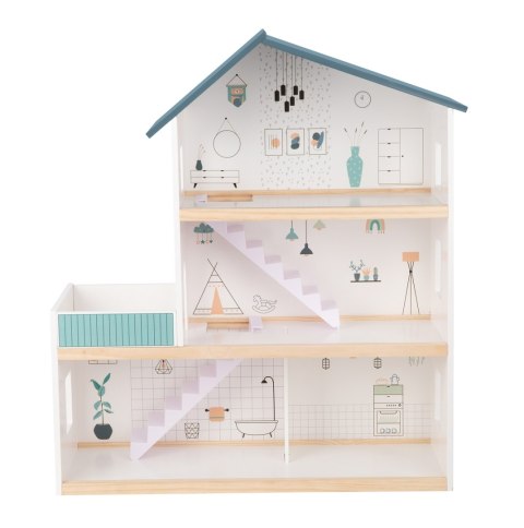 TOOKY TOY Duży Drewniany Domek dla Lalek + Figurki FSC TOOKY TOY Duży Drewniany Domek dla Lalek + Figurki FSC