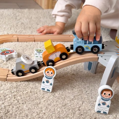 TOOKY TOY Drewniana Kolejka Kosmiczna Zestaw Tory TOOKY TOY Drewniana Kolejka Kosmiczna Zestaw Tory
