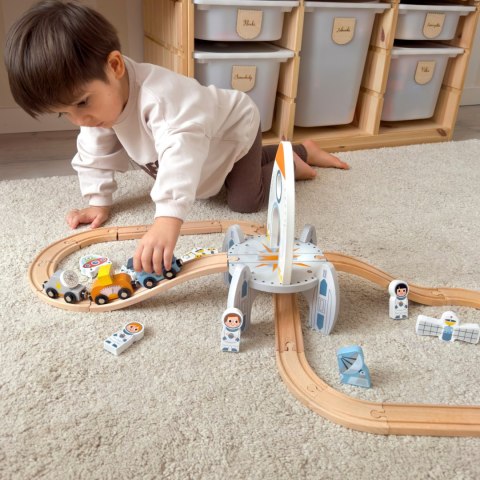 TOOKY TOY Drewniana Kolejka Kosmiczna Zestaw Tory TOOKY TOY Drewniana Kolejka Kosmiczna Zestaw Tory