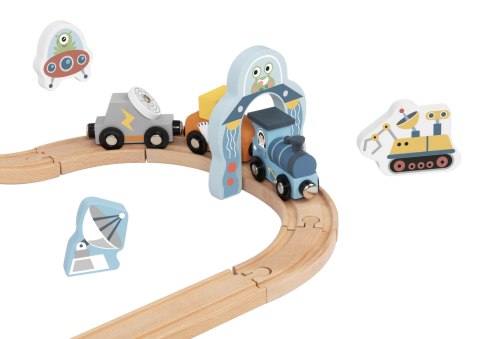 TOOKY TOY Drewniana Kolejka Kosmiczna Zestaw Tory TOOKY TOY Drewniana Kolejka Kosmiczna Zestaw Tory