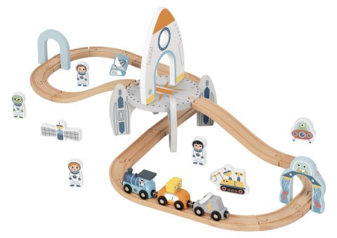 TOOKY TOY Drewniana Kolejka Kosmiczna Zestaw Tory TOOKY TOY Drewniana Kolejka Kosmiczna Zestaw Tory