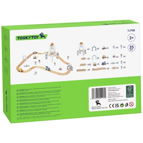 TOOKY TOY Drewniana Kolejka Kosmiczna Zestaw Tory TOOKY TOY Drewniana Kolejka Kosmiczna Zestaw Tory