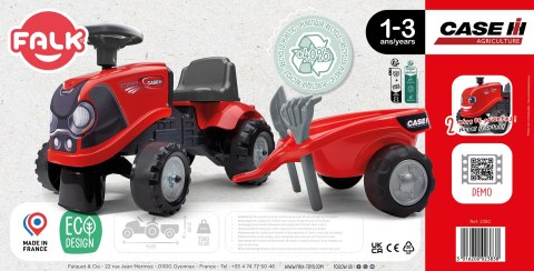 FALK Jeździk Traktorek Baby Case IH Ride-On Czerwony z Przyczepką + akc. od 12 miesięcy FALK Jeździk Traktorek Baby Case IH Ride-On Czerwony z Przyczepką + akc. od 12 miesięcy