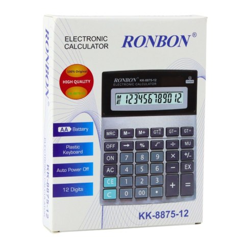 LEAN Kalkulator Biurowy Ronbon KK-8875-12 Duży Wyświetlacz 12-Cyfrowy LEAN Kalkulator Biurowy Ronbon KK-8875-12 Duży Wyświetlacz 12-Cyfrowy