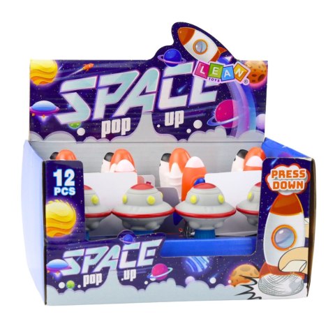 LEAN Skaczący Statek Kosmiczny Na Sprężynie Kolorowy Światła 11cm Mix LEAN Skaczący Statek Kosmiczny Na Sprężynie Kolorowy Światła 11cm Mix