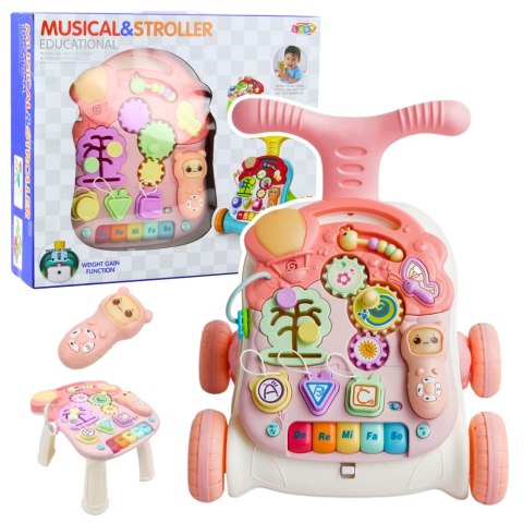 LEAN Toys Chodzik Edukacyjny Stolik Panel Interaktywny Stolik 5w1 Różowy LEAN Toys Chodzik Edukacyjny Stolik Panel Interaktywny Stolik 5w1 Różowy