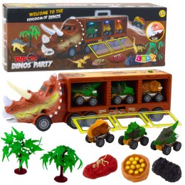 LEAN Toys Ciężarówka Dinozaur Triceratops Autka Dinozaury Wyrzutnia Brązowy