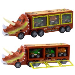 LEAN Toys Ciężarówka Dinozaur Triceratops Autka Dinozaury Wyrzutnia Brązowy
