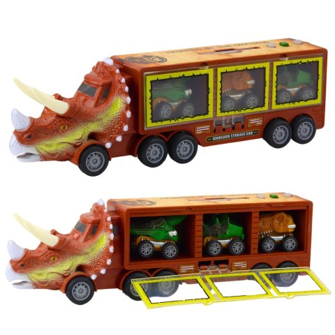 LEAN Toys Ciężarówka Dinozaur Triceratops Autka Dinozaury Wyrzutnia Brązowy LEAN Toys Ciężarówka Dinozaur Triceratops Autka Dinozaury Wyrzutnia Brązowy