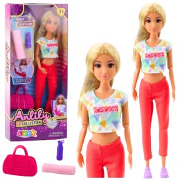 LEAN Toys Lalka Anlily Joga Mata Do Ćwiczeń Torba Bidon Ruchome Kończyny