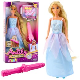 LEAN Toys Lalka Anlily Suknia Balowa Długie Włosy Do Stylizacji Lokówka Spinki