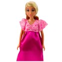 LEAN Toys Lalka Anlily W Ciąży Różowa Sukienka Satynowa Długie Włosy