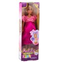 LEAN Toys Lalka Anlily W Ciąży Różowa Sukienka Satynowa Długie Włosy