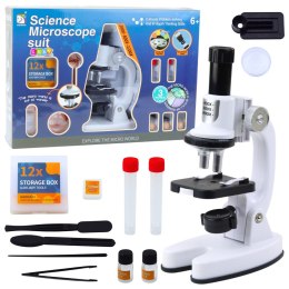 LEAN Toys Mikroskop Edukacyjny LED Powiększenie 1200x Zestaw Naukowy Akcesoria