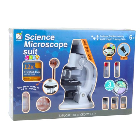 LEAN Toys Mikroskop Edukacyjny LED Powiększenie 1200x Zestaw Naukowy Akcesoria LEAN Toys Mikroskop Edukacyjny LED Powiększenie 1200x Zestaw Naukowy Akcesoria
