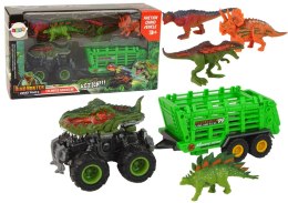 LEAN Toys Pojazd z Motywem Dinozaura Przyczepa 4 Sztuki Dinozaurów