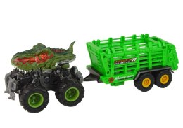 LEAN Toys Pojazd z Motywem Dinozaura Przyczepa 4 Sztuki Dinozaurów