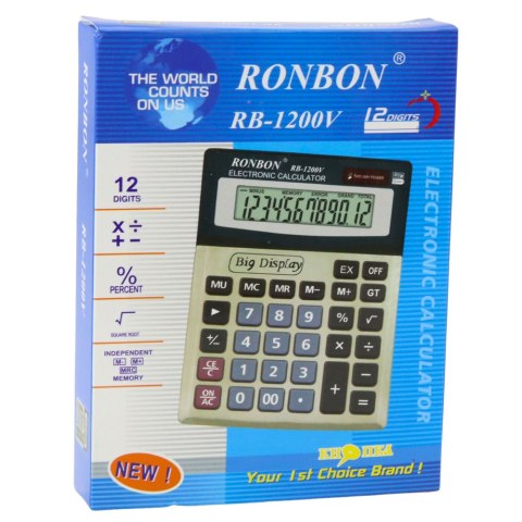 LEAN Kalkulator Biurowy Ronbon RB-1200V Duży Wyświetlacz 12-Cyfrowy LEAN Kalkulator Biurowy Ronbon RB-1200V Duży Wyświetlacz 12-Cyfrowy
