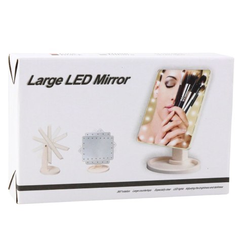 LEAN Lusterko Kosmetyczne 16 Diod LED Z Podstawką Regulacja Czarne LEAN Lusterko Kosmetyczne 16 Diod LED Z Podstawką Regulacja Czarne