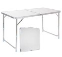 LEAN Stół Turystyczny Kempingowy Składany Regulowany Aluminiowy Biały 120x60cm