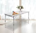 LEAN Stół Turystyczny Kempingowy Składany Regulowany Aluminiowy Biały 120x60cm