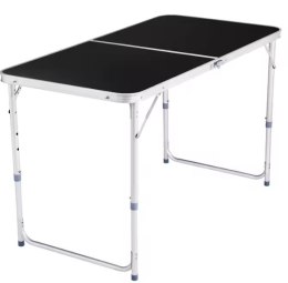 LEAN Stół Turystyczny Kempingowy Składany Regulowany Aluminiowy Czarny 120x60cm