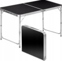 LEAN Stół Turystyczny Kempingowy Składany Regulowany Aluminiowy Czarny 120x60cm