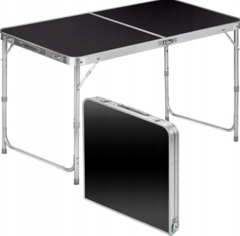 LEAN Stół Turystyczny Kempingowy Składany Regulowany Aluminiowy Czarny 120x60cm LEAN Stół Turystyczny Kempingowy Składany Regulowany Aluminiowy Czarny 120x60cm