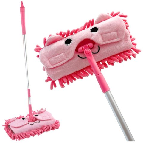 LEAN Toys Mop Dla Dzieci Z Rączką Teleskopową Zwierzątko Różowy LEAN Toys Mop Dla Dzieci Z Rączką Teleskopową Zwierzątko Różowy
