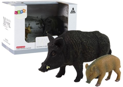 LEAN Toys Zestaw 2 figurek Dzik z Młodym Zwierzęta Leśne