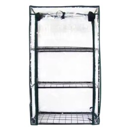 LEAN Mini Szklarnia Balkonowa Ogrodowa 3 Półki Metalowe Folia PVC 46 x 24 x 80cm