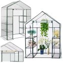 LEAN Mini Szklarnia Balkonowa Ogrodowa 4 Półki Metalowe Folia PVC 195 x 143 x 73cm