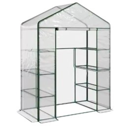 LEAN Mini Szklarnia Balkonowa Ogrodowa 4 Półki Metalowe Folia PVC 195 x 143 x 73cm